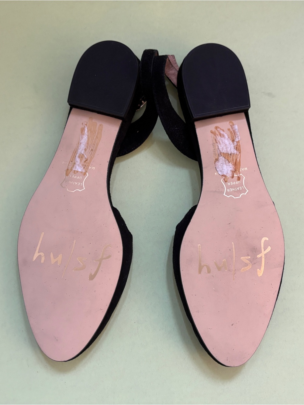 FSNY Black Suede Slingback Flats Mules Shoes 7 NEW - Picture 3 of 5
